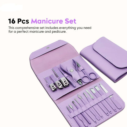 Manicure Set Nail Clipper Kit - 16 Pieces - Nail Care Tools for Hand & Feet