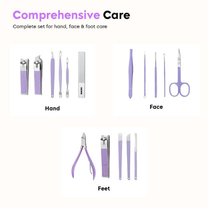 Manicure Set Nail Clipper Kit - 16 Pieces - Nail Care Tools for Hand & Feet