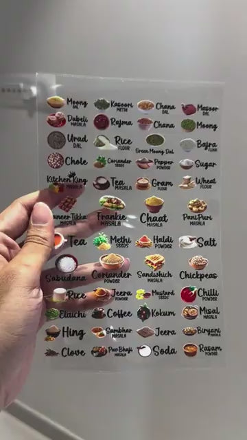 3D Waterproof Kitchen Spice Jar Label Stickers (Pack of 1 - 60 Stickers)